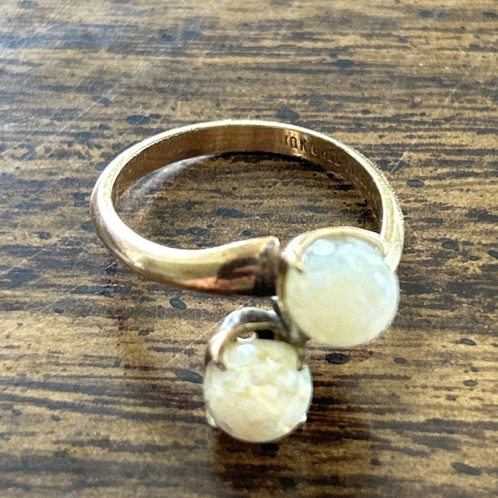 Vintage Clark & Coombs C&C 10K Gold Filled Double Opal Bypass Ring